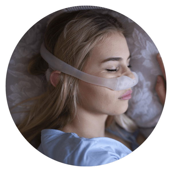 woman wearing a cpap device