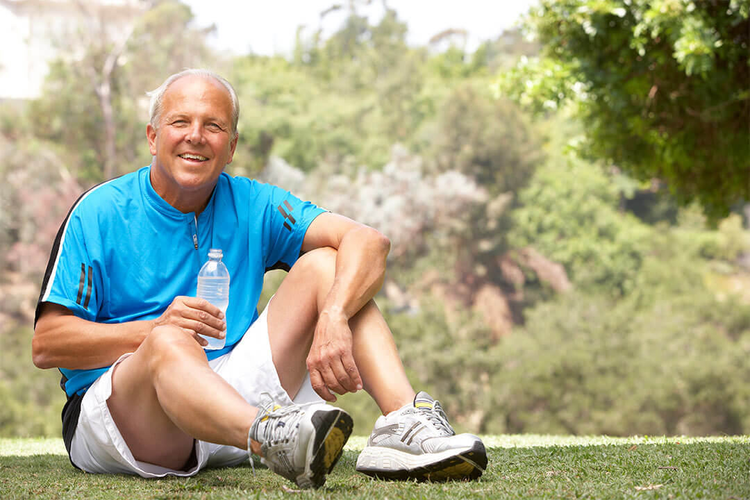 Man recovering after exercising outdoor
