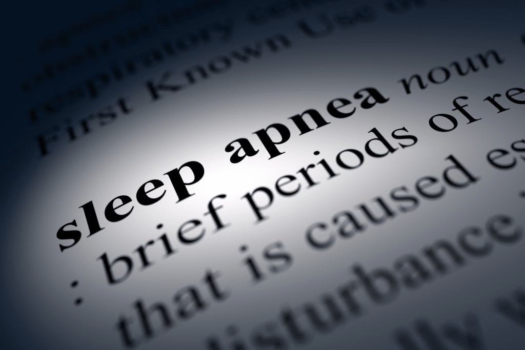 A close-up of sleep apnea in a dictionary.